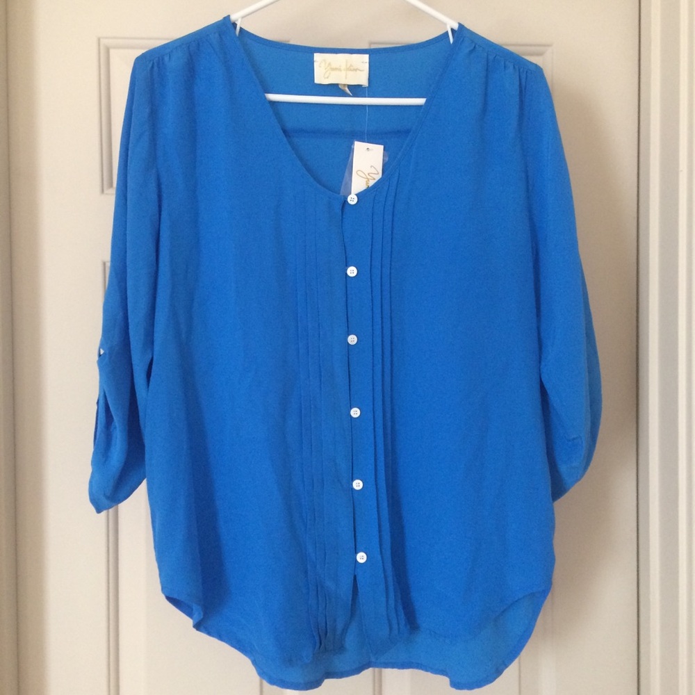 Yumi Kim Silk Blouse, S, Bright Blue